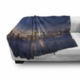 thumbnail image 3 of City Soft Flannel Fleece Throw Blanket, New York Skyline Manhattan After Sunset Metropolis Downtown Urban Panorama USA, Cozy Plush for Indoor and Outdoor Use, 50" x 70", Navy Blue Peach, by Ambesonne, 3 of 6