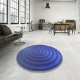 thumbnail image 3 of Ahgly Company Indoor Round Patterned Sapphire Blue Area Rugs, 3' Round, 3 of 6