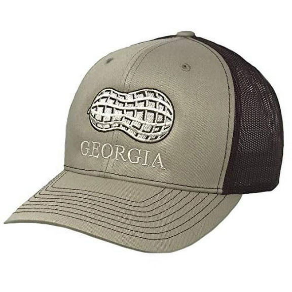 Heritage Pride Georgia Peanut Embroidered Trucker Hat-Khaki, Brown Mesh