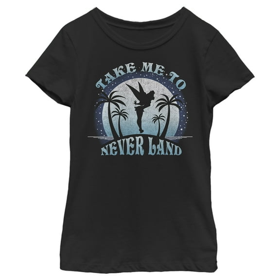 Girl's Peter Pan Take Me to Never Land  Graphic Tee Black X Small