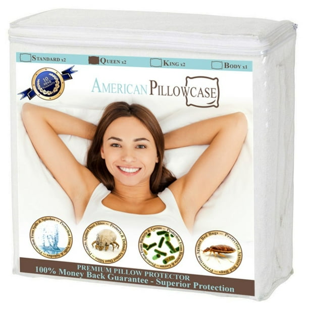 American Pillowcase Pillow Protectors Zippered Queen Dust Mite, Bacteria, Allergy Control