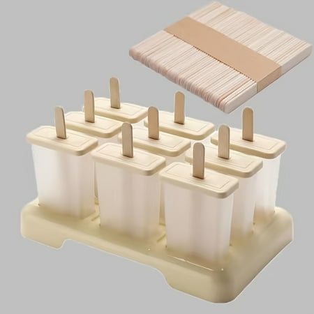 

NEWKBO 9pcs Delicious Homemade Ice Cream Popsicle Mold with 50 Sticks for Home Use - Perfect for Making Ice Cream Popsicle with Homemade Powder Ice Cube Mold
