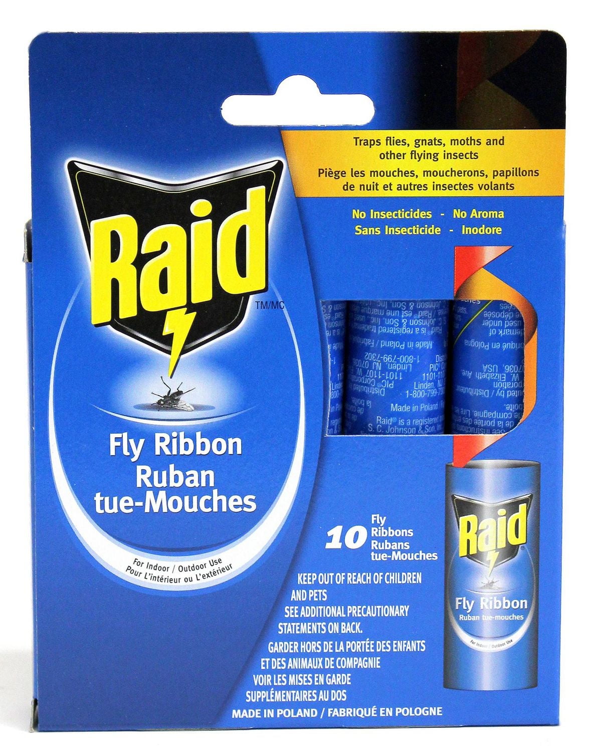 Fly Ribbion Raid® Fly Ribbon, Traps flies, gnats, moths and other flying insects ...
