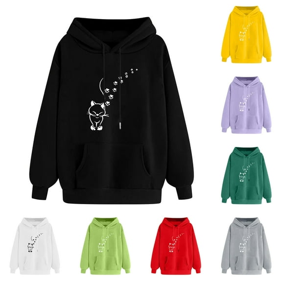 LOVZFMLL Sweatshirt for Women Heart Print Long Sleeve Hooded Pullover Fall Clothes 2025 Women Fashion Comfort Streetwear Top