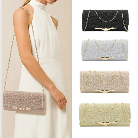 Party Womens Wife Banquet Glitter Bag Chain Shoulder Bag Sequins Evening Clutch Purse For Wedding Dinner Evening Party/Silver