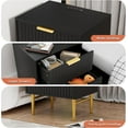 thumbnail image 4 of Nightstand with Charging Station, Side Table with 2 Drawers, Fluted End Table with Gold Metal Legs & Handle, Bedside Table with Wide Tabletop, Night Stand with Fluted Panel for Bedroom (1, Black), 4 of 6