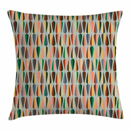 Decorative Prep Drop - Mid Century Throw Pillow Cushion Cover, Simple Two Colored Drop Shapes Grid Symmetrically Lined on Grey Background, Decorative Square Accent Pillow Case, 24 X 24 Inches, Multicolor, by Ambesonne
