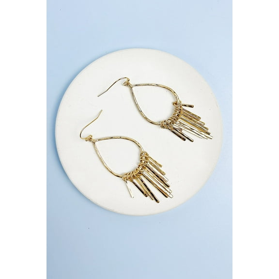 TEARDROP TASSEL METAL EARRINGS