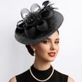 thumbnail image 2 of CAIXIA Fascinator Hat with 2 Ways to Wear - Feather Tea Party Wedding Formal Hat with Clip & Headband, 2 of 5