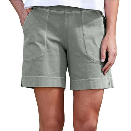 WNVMWI Womens Shorts Yoga Shorts for Women Jorts Shorts Casual Women s High Waist Casual Pants Elastic Waist Loose Shorts Pants Casual Shorts Hot Pants Workout Bottoms Grey Short Pants for Women 2XL