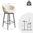 thumbnail image 2 of Modern Bar Stools Set of 4 with 360° Swivel Seat, Velvet Counter Stools with Back and Footrest, Counter Height Barstools for Kitchen Island, Dining Room, Beige, Black, 2 of 7