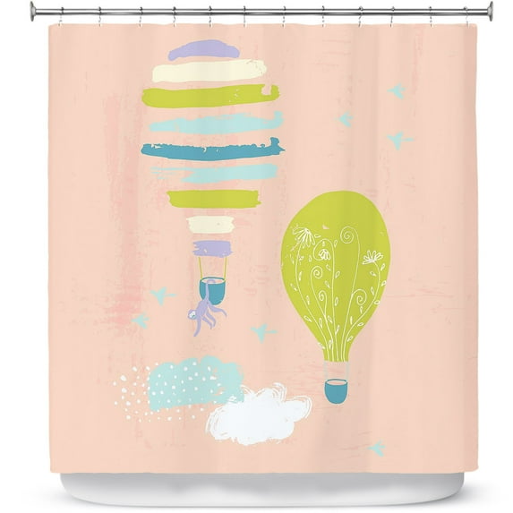 Shower Curtains 70" x 84" from DiaNoche Designs by Metka Hiti - Balloons Clouds Pink