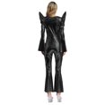 thumbnail image 2 of Moggemol Womens 70s Rave Outfits Shiny Metallic Bell Bottom Alien Jumpsuit Black L, 2 of 4