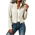 thumbnail image 2 of FDGIU Women's Stand Collar Fleece Lined Zip Up Jacket, Long Sleeve Slim Fit Cropped Outerwear for Fall Winter Daily Outdoor Outfits, 2 of 5