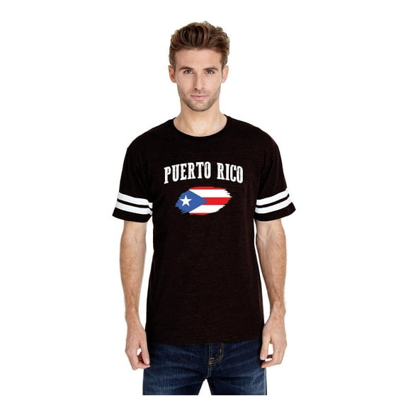 Mens Football Fine Jersey T-shirts - Puerto Rico Flag