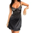 thumbnail image 5 of Lamuusaa Women Spaghetti Straps Sleeveless Dress Summer  Lace Patchwork Bandage V-neck, 5 of 9