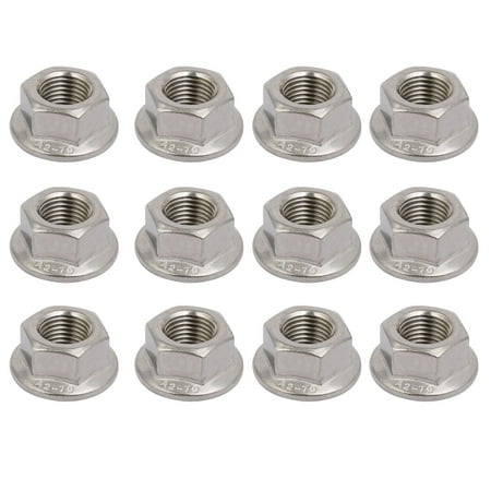 12pcs M12 x 1.25mm Pitch Metric Fine Thread 304 Stainless Steel Hex Flange