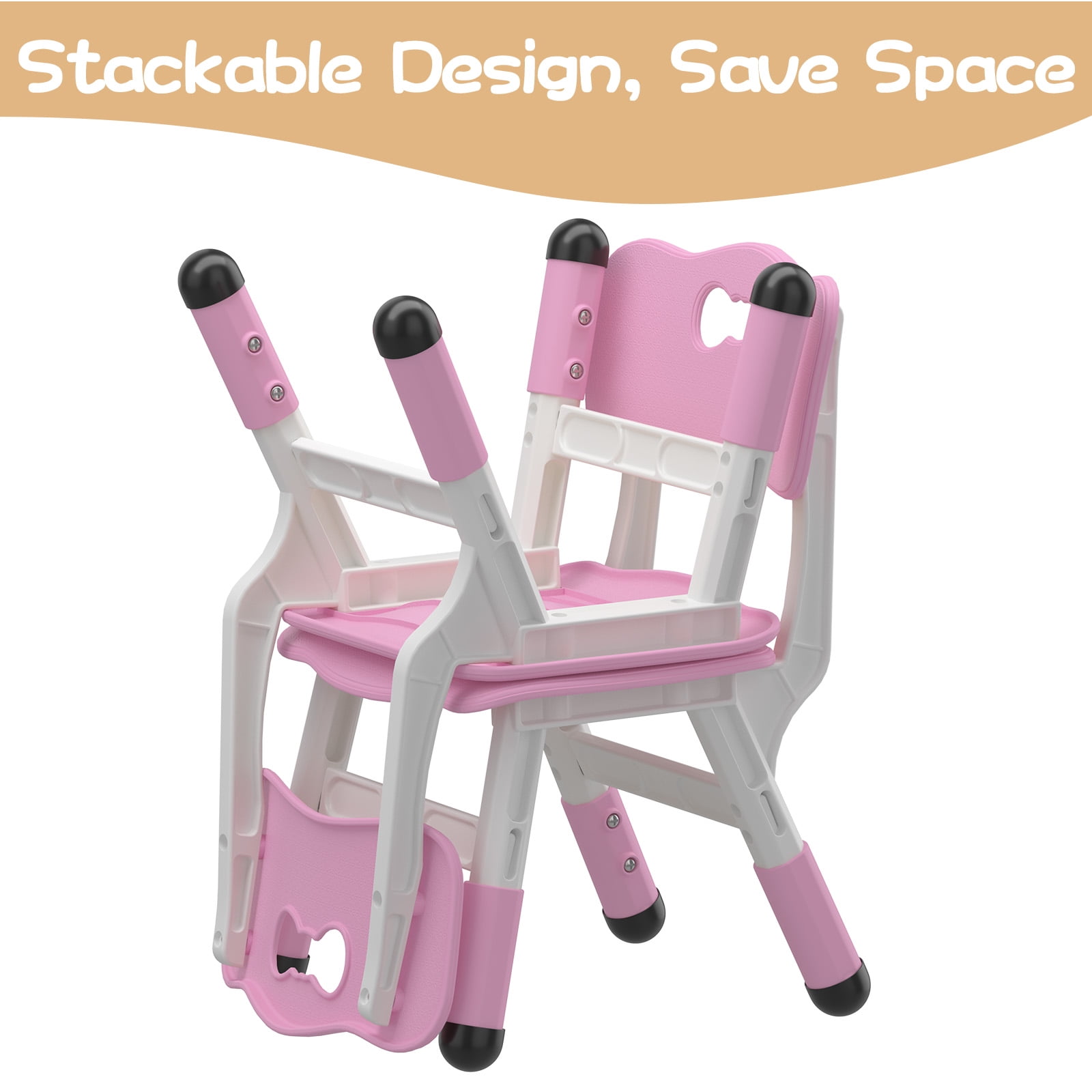 Adjustable Classroom Chair 2 Pack, 3 Level Height Adjustable Anti-Slip Plastic Toddler Chair for Boys Girls Children Age 2-8, Suitable for Indoor or Outdoor Home School Daycare Nursery Use