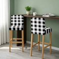 thumbnail image 2 of Black White Buffalo Check Bar Stool Cover Set of 2, Farmhouse Plaid Modern Geometric Stretch Bar Chair Cover, Removable Washable Pub Counter Stool Chair Slipcover for Kitchen Dining Room Pub Cafe, 2 of 9