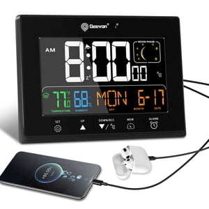 Geevon Digital Atomic Alarm Clock, Black