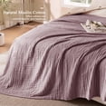 thumbnail image 7 of Exclusivo Mezcla 100% Cotton Muslin King Size Blanket 90"x104",6 Layers Breathable and Lightweight Plum Purple Gauze Blankets, 7 of 7