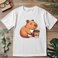 thumbnail image 3 of Playera Blanca Camiseta Unisex Estampada Capibara Coffee, 3 of 4