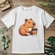 thumbnail image 3 of Playera Blanca Camiseta Unisex Estampada Capibara Coffee, 3 of 4