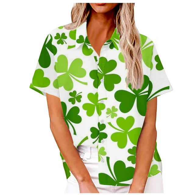 Camisas de Manga Corta para las Mujeres Cuello Redondo Top Impreso Casual, Blusa Suelta de Poliéster para el Trabajo, Diario Y Primavera Invierno