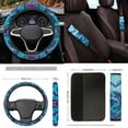 thumbnail image 5 of Yuyamidu 15 PCS Dolphin Car Seat Covers Set with Carpet Mats Blue Heart Steering Wheel Cover Seat Belt Covers Coasters Car Gear Shift Knob Cover for SUV Truck, 5 of 6