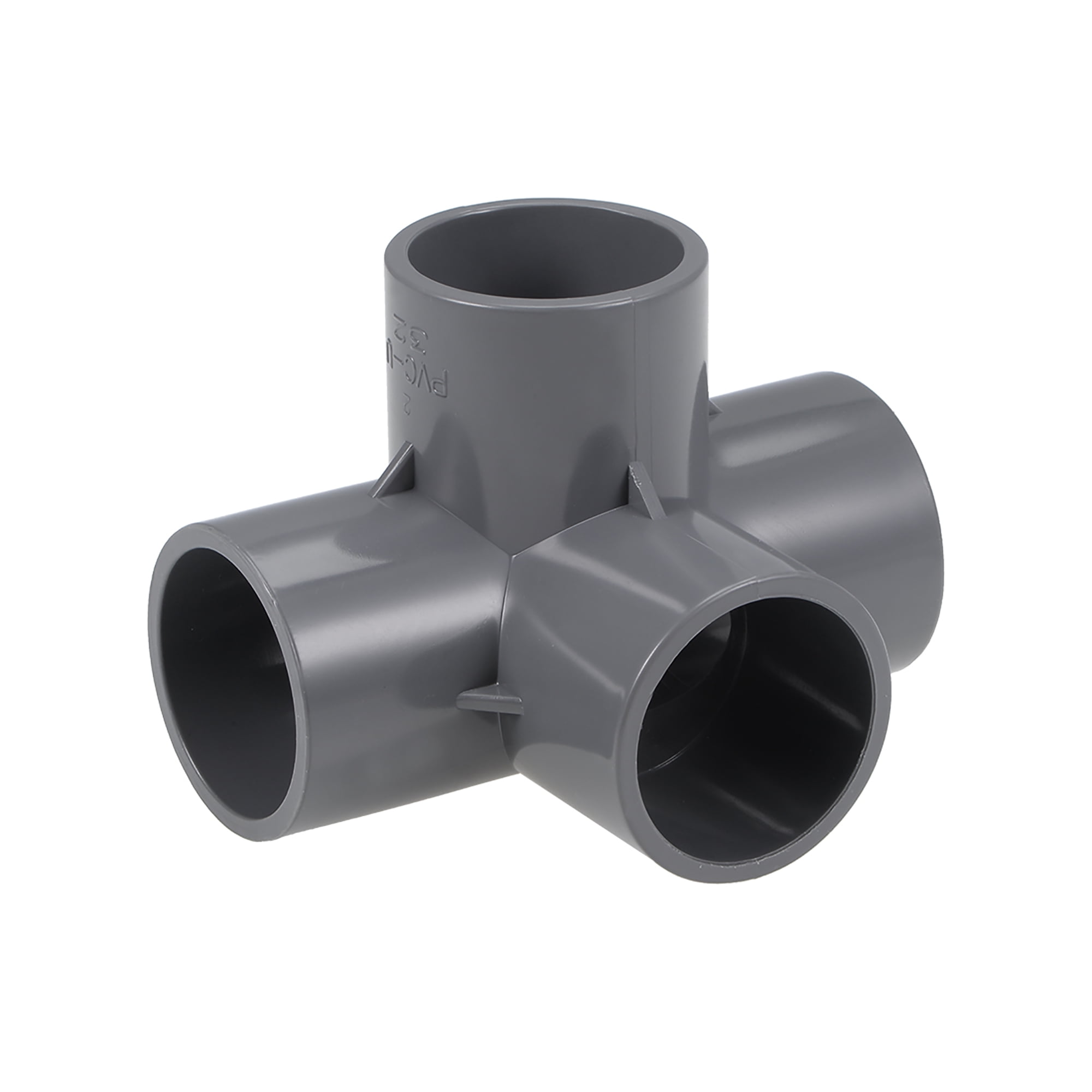 Uxcell 4-Way Elbow PVC Pipe Fitting,Furniture Grade,1-inch Size Tee Corner Fittings Gray 2Pcs