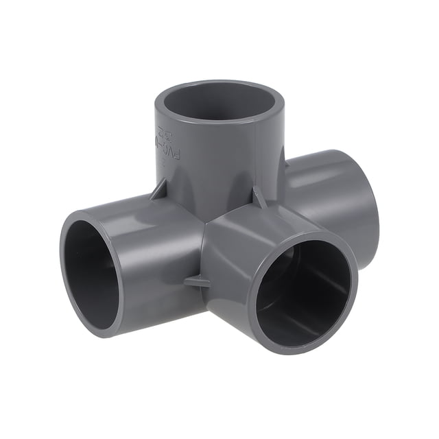 Accesorio de tubería de PVC en forma de codo de 4 vías Uxcell, grado de muebles, accesorios de esquina en forma de T de 1 pulgada, color gris, 2 piezas