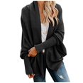 thumbnail image 2 of Ikevan Women Long Sleeve Knit Winter Cardigan Sweater Solid Color Coat Black 4(One size), 2 of 6