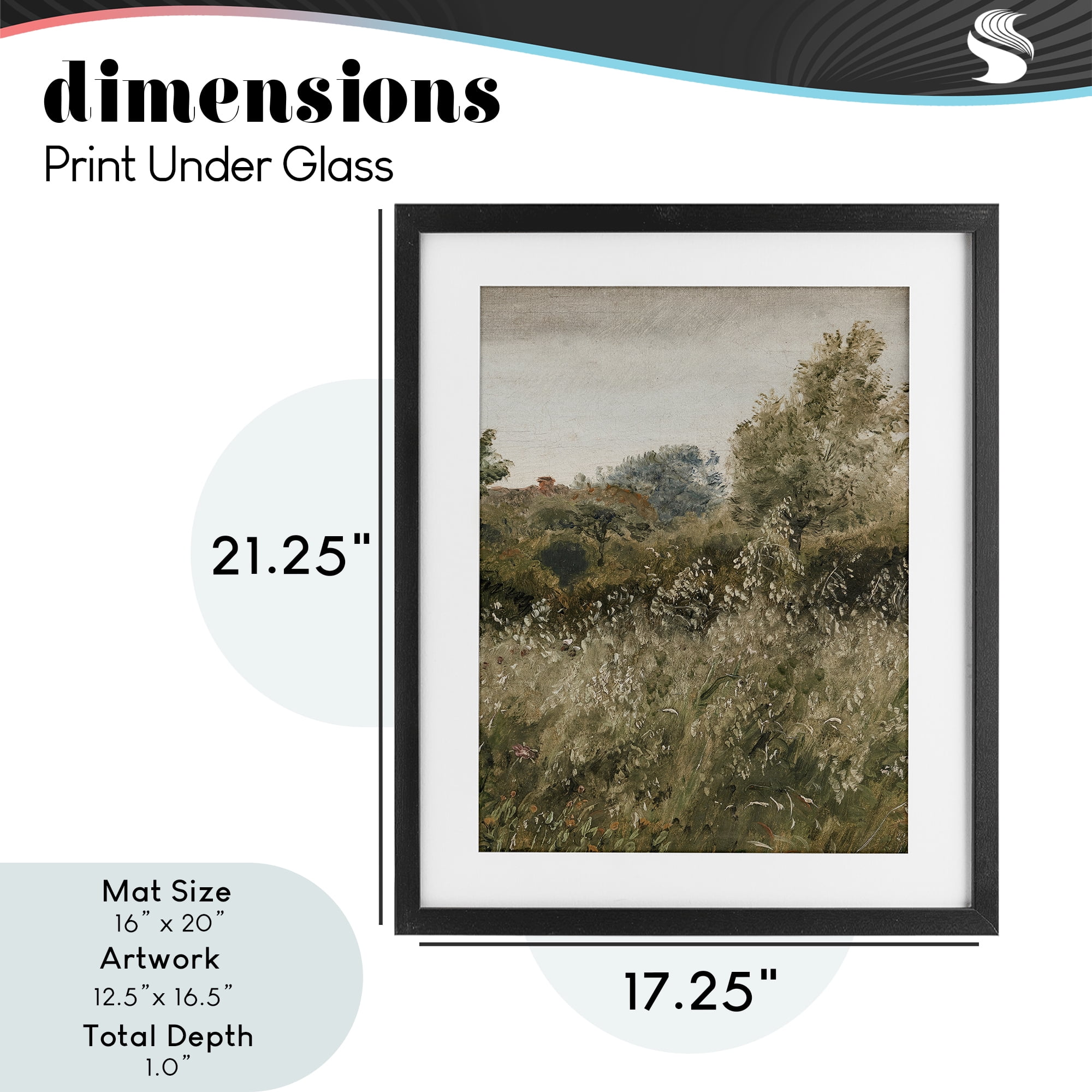 Thicket in Countryside Black Framed Print Under Glass, design by Lettered and Lined