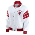 thumbnail image 2 of Women's WEAR by Erin Andrews White/Crimson Indiana Hoosiers Satin Stitch Full-Snap Fleece Sweatshirt Jacket, 2 of 6