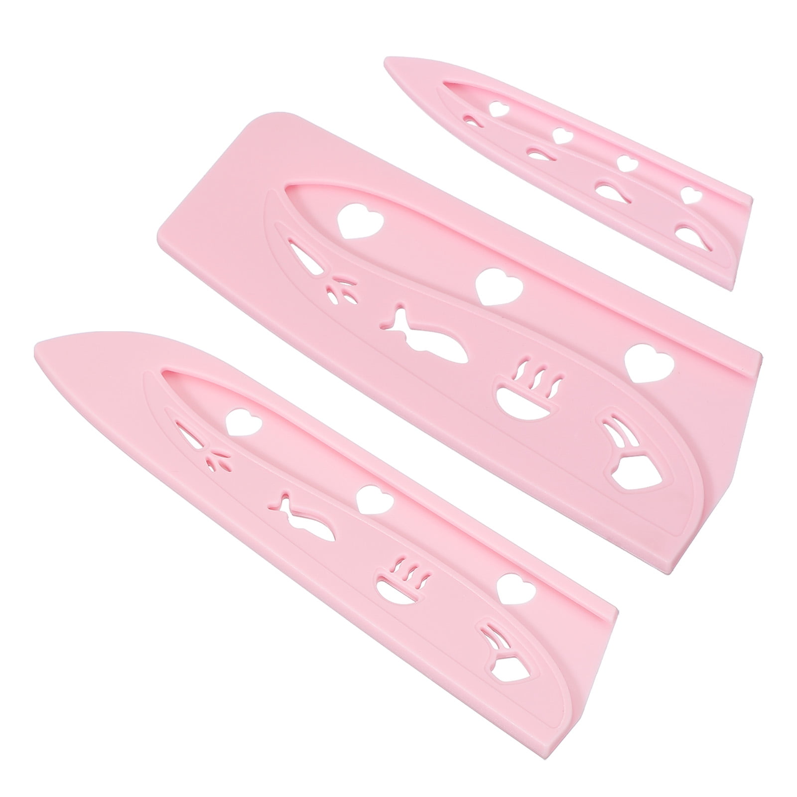 Uxcell Plastic Safety Knife Cover Sleeves Set, Universal Blade Covers Knife Guard Protector for Kitchen Bar Pink