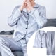 thumbnail image 4 of Conjunto de pijamas de dormir Hugo pijamas de hombre manga larga transpirable gris, 4 of 7