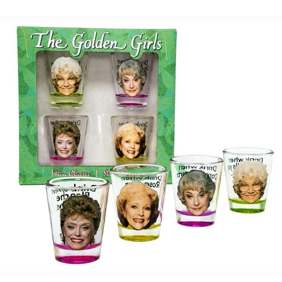Just Funky JFL-GG-SG4-13708-C Golden Girls Shot Glasses, Set of 4 Perfect for the Golden Girls Drinking Game