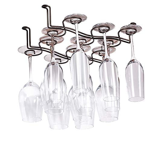 Wine Glasses Drying Rack Holder Hanger Metal for Cabinet Kitchen or Bar Silver Wine Glass Rack Wall Mounted Set of 2 BOOKZON Stemware Rack no glasses included 