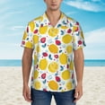 thumbnail image 2 of Xecao Strawberry Lemon print Hawaiian shirt - a stylish short-sleeve button-down for men, perfect for casual beach and tropical outings., 2 of 9