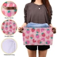 thumbnail image 7 of Storage Basket Strawberry Flower Pink Foldable Canvas Laundry Baskets Bin Waterproof Inner Layer with Sturdy Handles for Toy Nursery Blanket Clothes 1 Pack, 7 of 7
