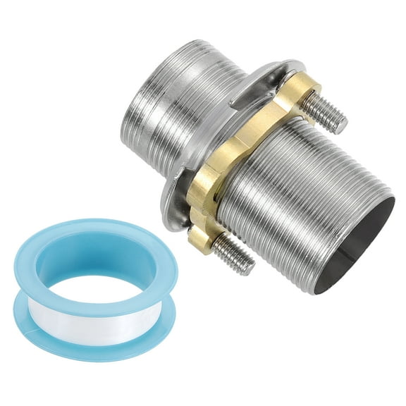 Uxcell Faucet Mount Extension Shank 2"x 1.25" Stainless Steel Pipe Faucet Extension Lengthen Fixed High Foot Faucet Fittings