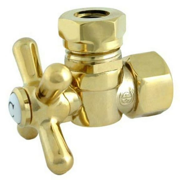 Kingston Brass CC44102X 1/2" FIP x 1/2" or 7/16" Slip Joint Angle Stop Valve, Polished Brass