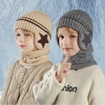 thumbnail image 6 of Splozh Baby Beanie Knit Toddler Hat Children's Hat Glove Scarf Set for Boys Girls Winter Warm Knitted Wool Hat with Velvet Ear Head Cap Beige,One Size, 6 of 6
