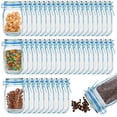 thumbnail image 1 of Jucoan 50 Pack Large Wide Mouth Mason Jar Zip Snack Bags, Reusable Airtight Leakproof Plastic Food Storage Zipper Saver for Home Kitchen Freezer Camping Travel Picnic, 1 of 8
