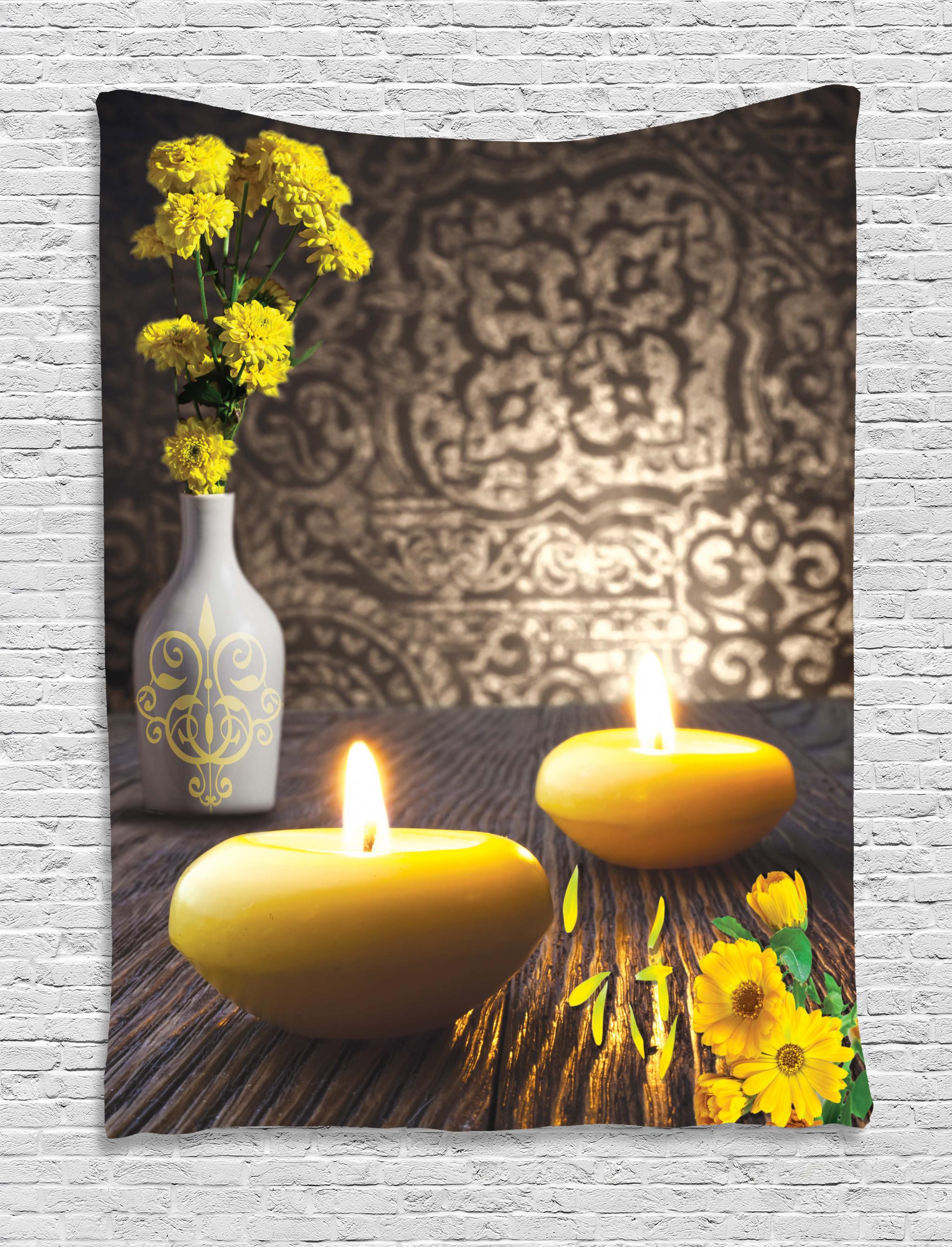 Zen Tapestry, Oriental Meditative Candles on a Wooden Board with South
