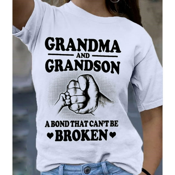 Blmnix White Fashion Womens Tops 2024 Short Sleeve Crew Neck Loose Grandma Graphic T-Shirts Casual Shirts