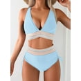 thumbnail image 2 of Women's High Waisted Bikini Sets Two Piece Tummy Control Swimsuit Color Block Bathing Suits, 2 of 7