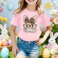 thumbnail image 2 of Laipiong Easter T Shirt for Girls Cute Bunny Bows Graphic Short Sleeve Casual Crewneck Tops Summer Trendy Relaxed Fit Blouses Tees, 2 of 4