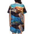 thumbnail image 3 of Lsque Colorful Underwater Sea Turtle Women's Short-Sleeved Pajama Set - 2 Piece Soft and Lightweight Sleepwear Set-Small, 3 of 9