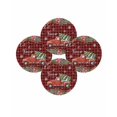 thumbnail image 7 of 13 Inch Round Placemats Set of 4, Red Plaid Christmas Non Slip Heat Insulation PP Table Mats, Truck Xmas Tree Snowflake Winter Poinsettia Washable Place Mats for Kitchen Dining Party Table Decor, 7 of 7